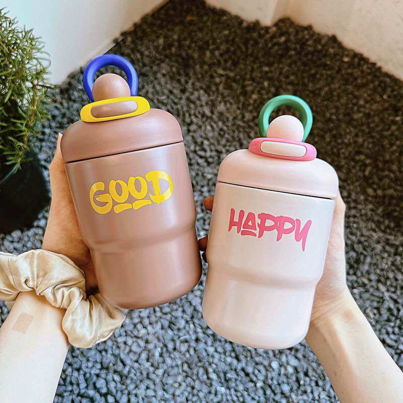 [HCM] BÌNH GIỮ NHIỆT HELLO NICE GOOD HAPPY 500ML