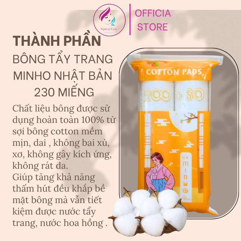 Bông tẩy trang hàn quốc Minho 200+30 miếng