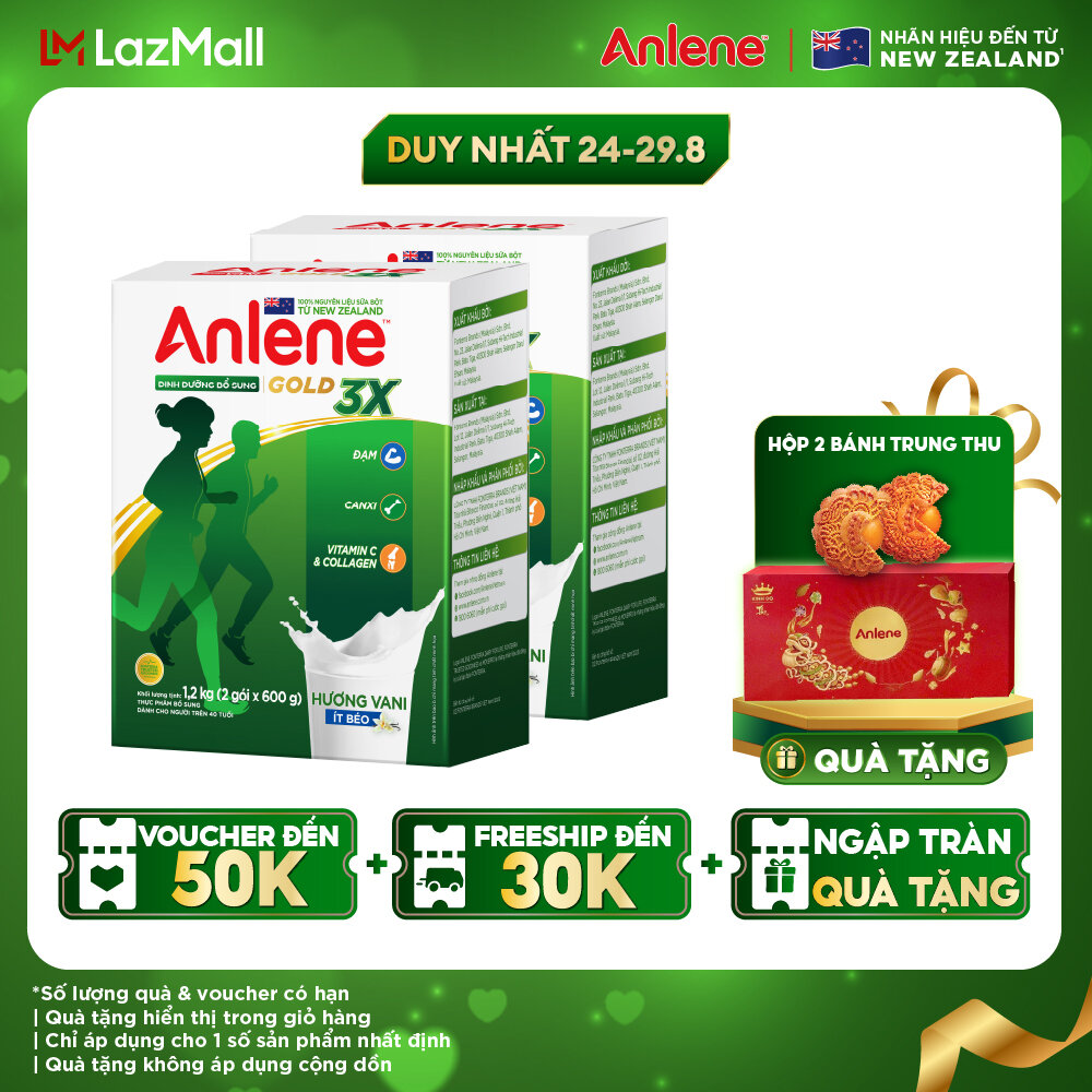 Combo 2 hộp sữa bột anlene gold 3x vanilla 1.2kg