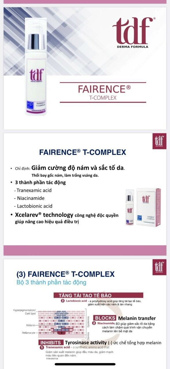 Kem tdf fairence t-complex kem dưỡng sáng da giảm thâm nám làm trắng sáng da hiệu quả tdf derma form