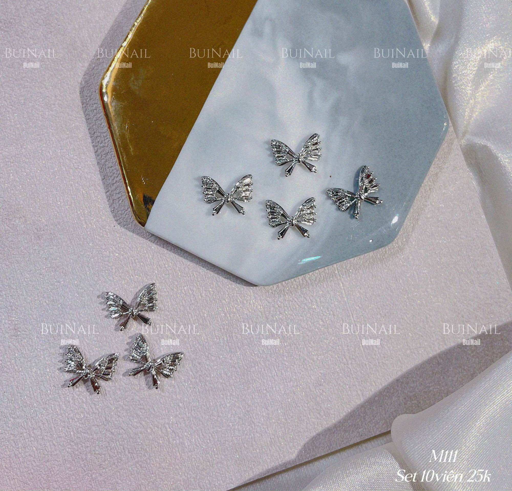 Charm bư ớm bạc xinh m111 set 10 viên