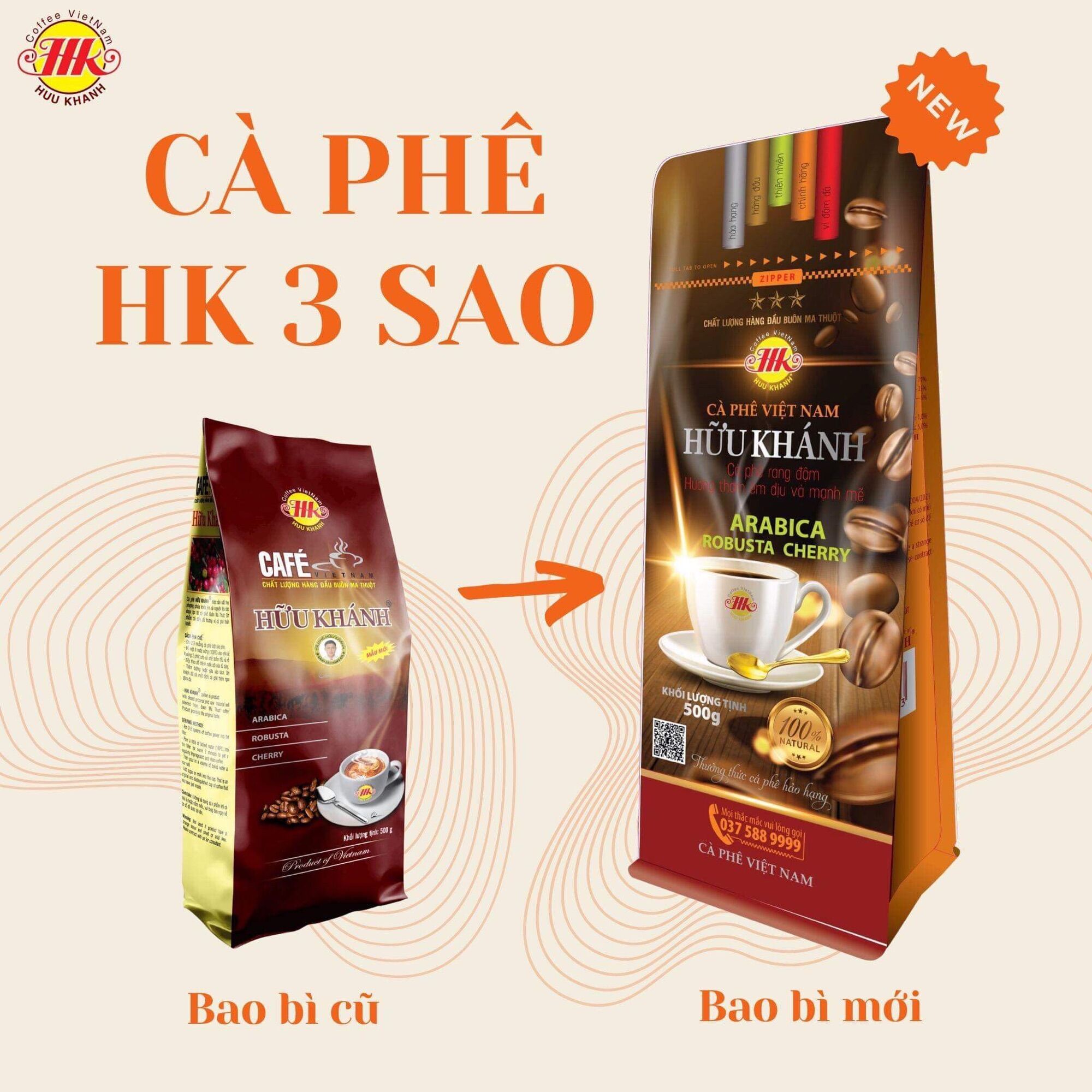 Cà phê Hữu Khánh béo thơm ngon đặc biệt gói 500g mẫu mới