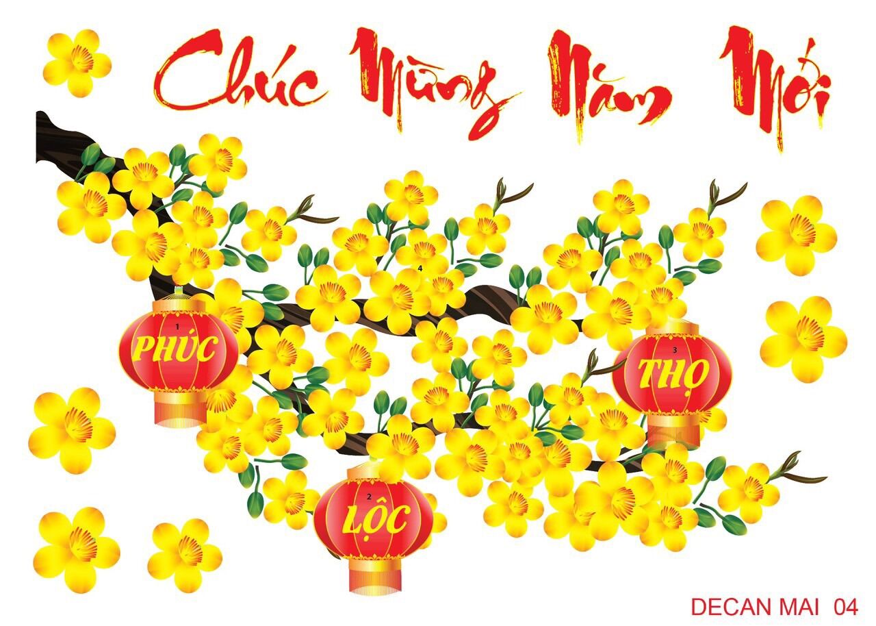 Decan Hoa đào dán kiếng dán tường trang trí tết Chúc mừng năm mới
