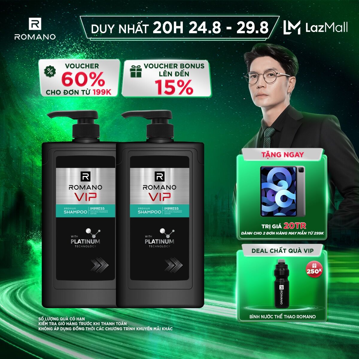 Combo 2 dầu gội romano vip impress 650g