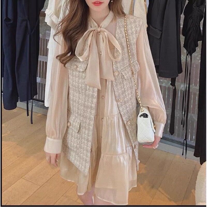 Váy babydoll lụa xếp tầng / mina’s house