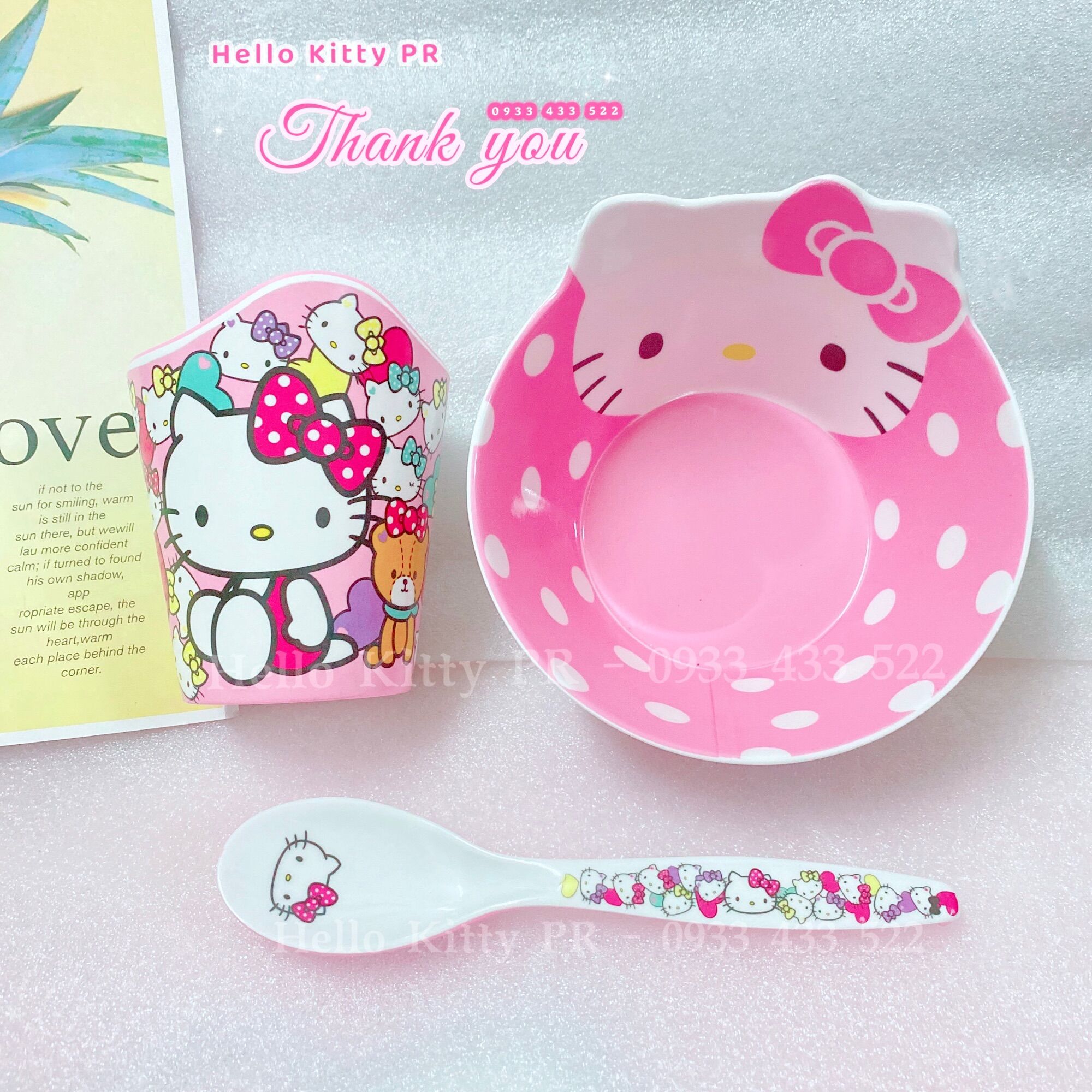 Combo chén muỗng ly tô Hello Kitty