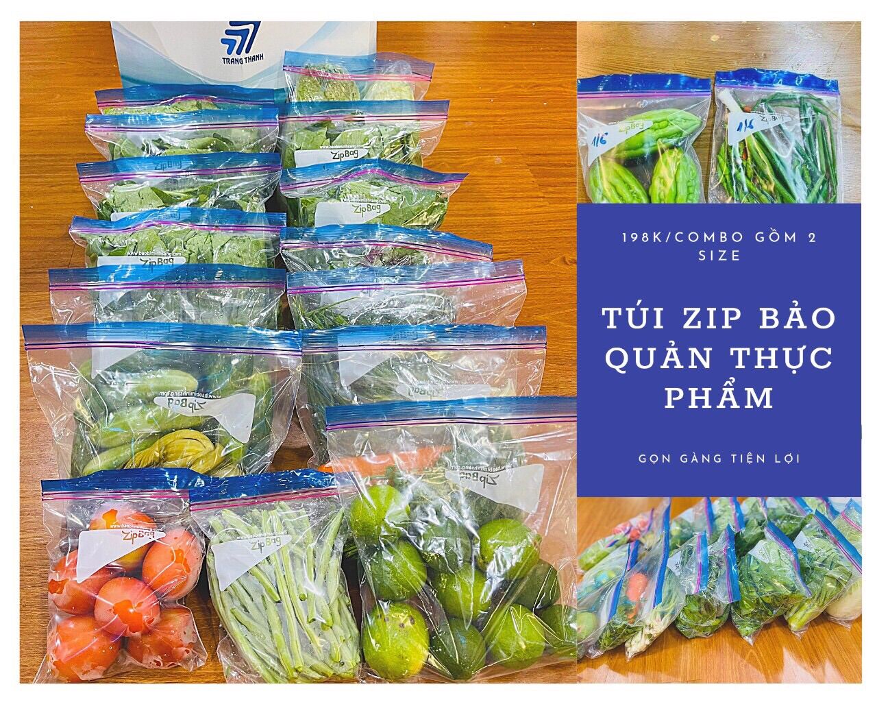 [HCM][Sale] Túi zipper đựng bảo quản thực phẩm 1kg combo 17x19cm & 27x28cm giúp bảo quản tươi ngon tiện lợi hơn giúp rã đông nhanh lò vi sóng tái sử dụng, tiết kiệm được diện tích mùi tủ lạnh