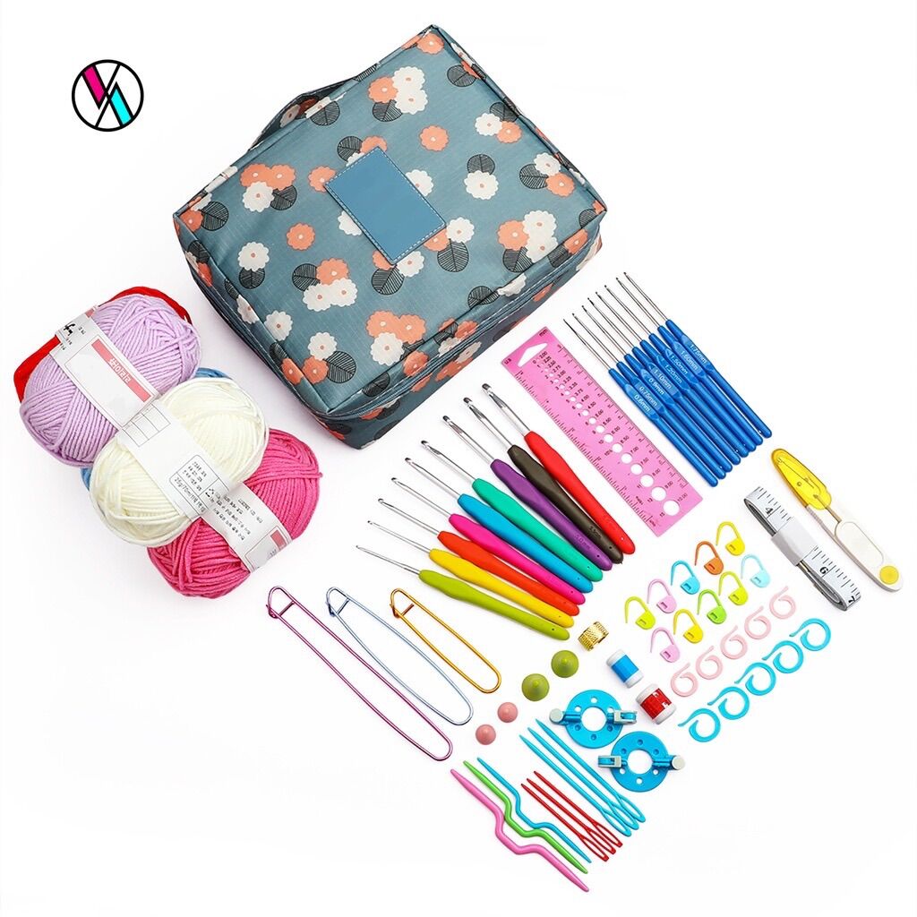 Combo dụng cụ móc len và 5 cuộn len