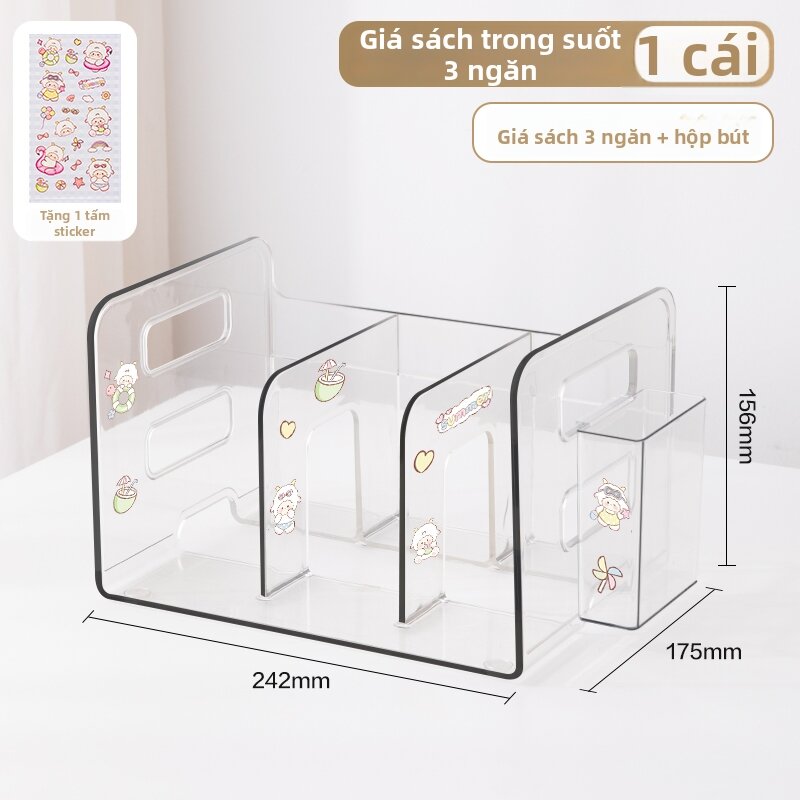 deli | Giá Đỡ Sách Trong Suốt Có Giá Đựng Bút Dùng Trên Bàn