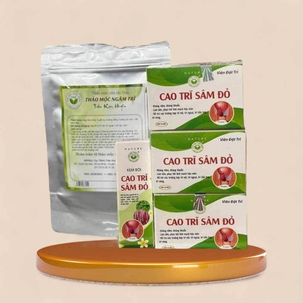 Cao trĩ sâm đỏ trần kim huyền viên đặt và kem bôi