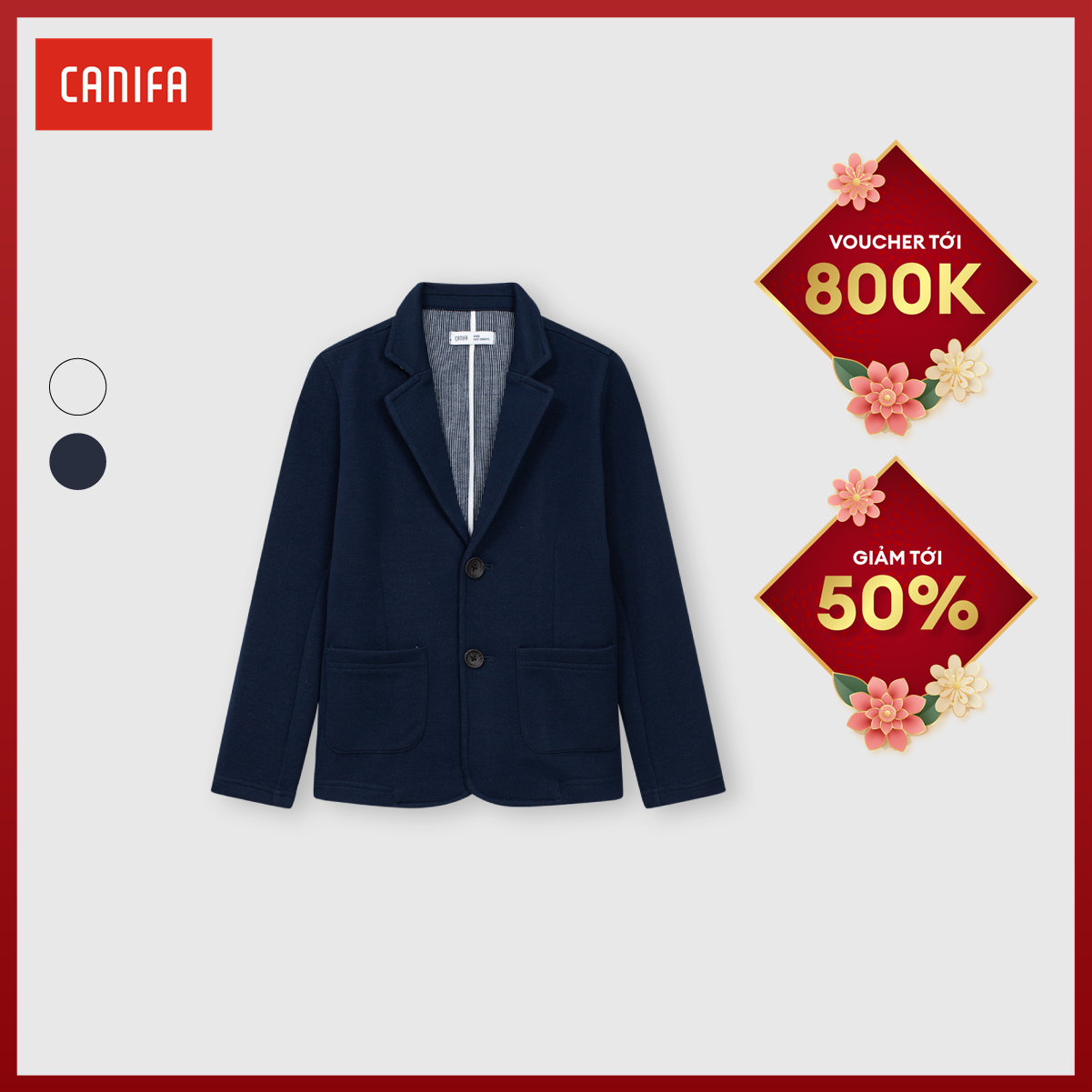 [20H 9-12.10 VOUCHER TỚI 500K] Áo blazer bé trai CANIFA cổ bẻ ve vạt tròn 2OT23W019