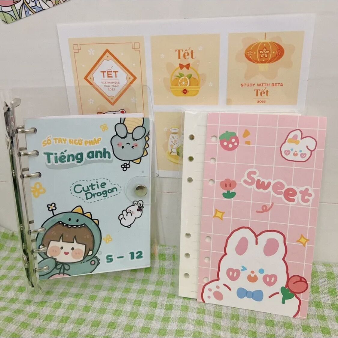 Sổ tay binder còng sắt tiếng anh a6 + ruột sổ 100 tờ