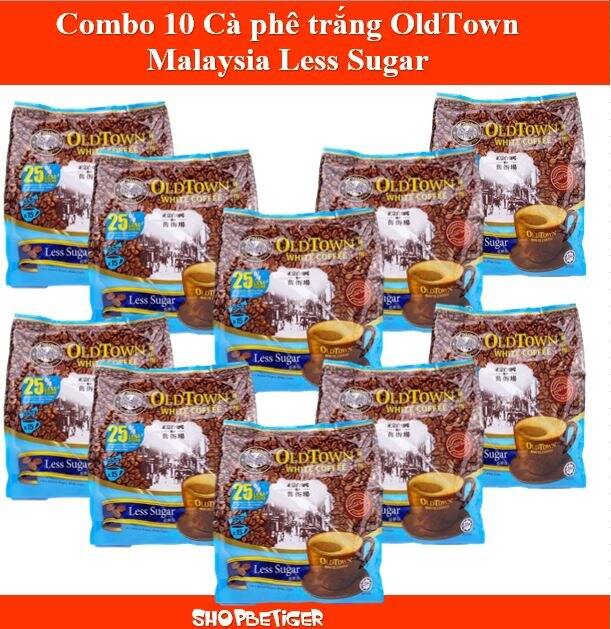 Date 2024 Combo 10 bịch Cà phê OldTown Malaysia less sugar