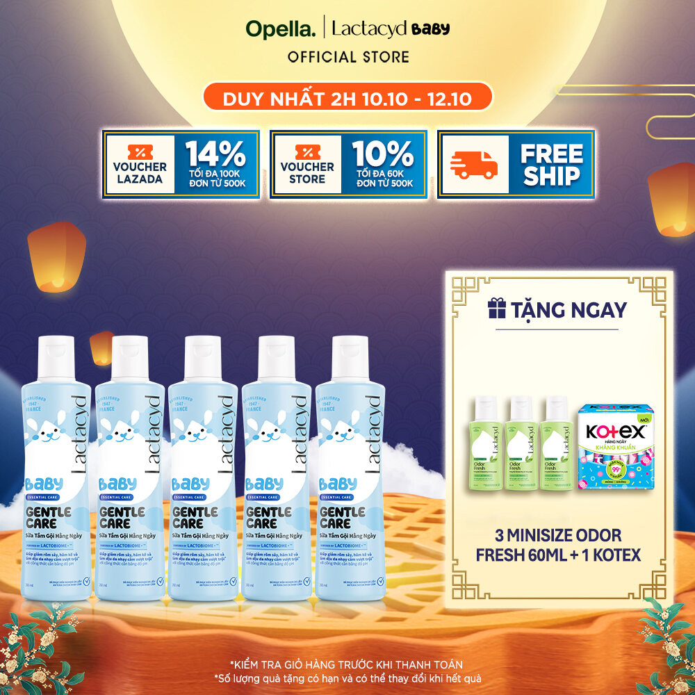 Bộ 5 Sữa Tắm Gội Trẻ Em Lactacyd Baby Gentle Care Bảo Vệ Dịu Nhẹ Cho Làn Da Nhạy Cảm 250ml/chai