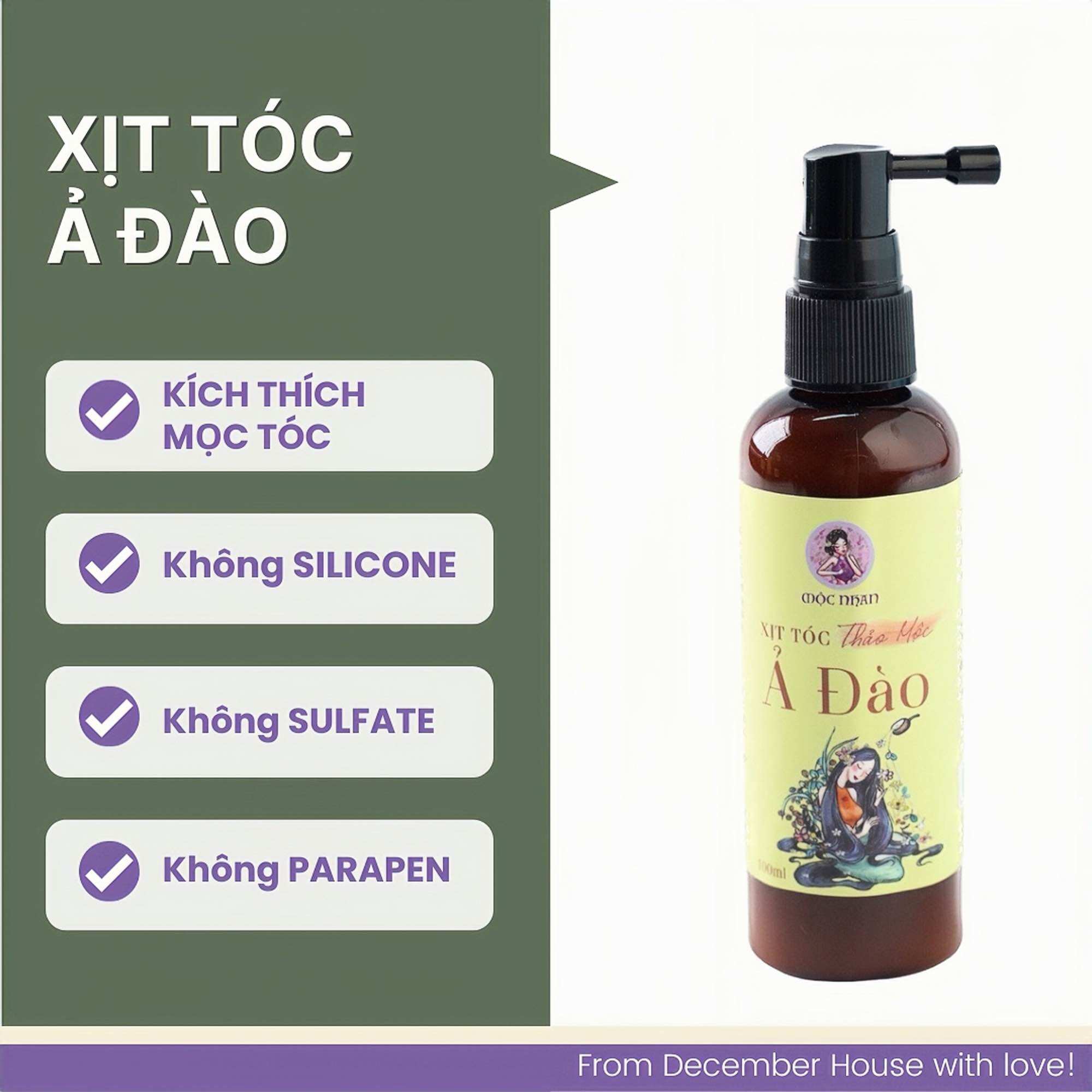 Xịt Tóc Thảo Mộc Ả Đào Tinh Dầu Bưởi, Hương Nhu Giảm Rụng, Kích Mọc Tóc Nhanh Mộc Nhan