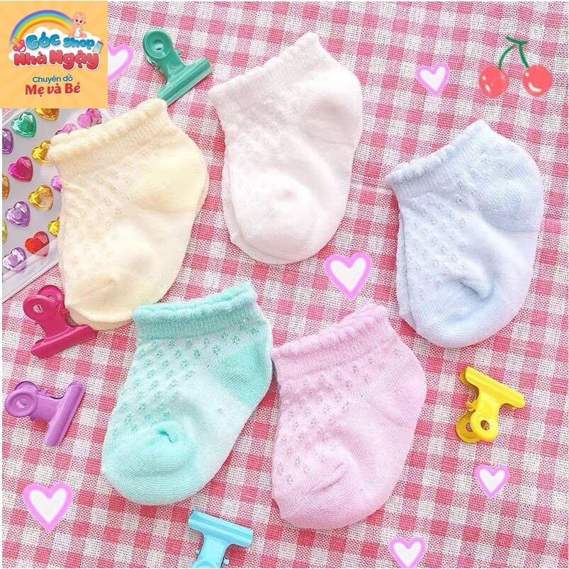 Set 5 đôi tất lưới cao cấp túi zip hàng đẹp 0-12M
