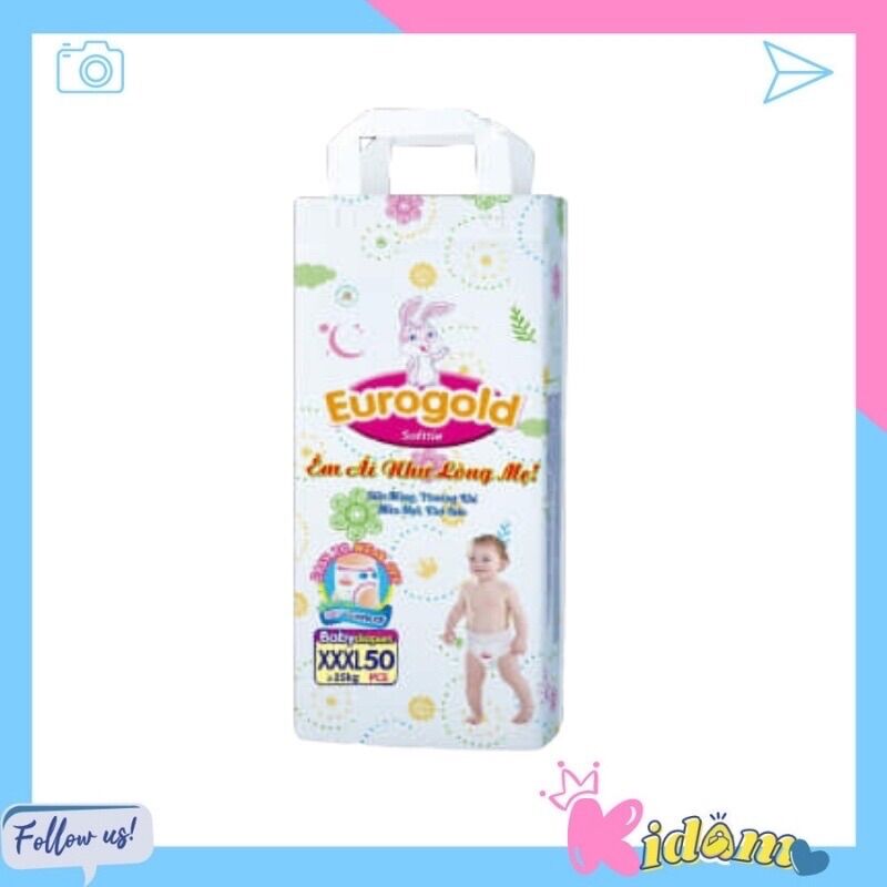 Bỉm Tã Quần Eurosoft(Eurogold) 100 Miếng sz M. L.Xl. Xxl. Xxxl