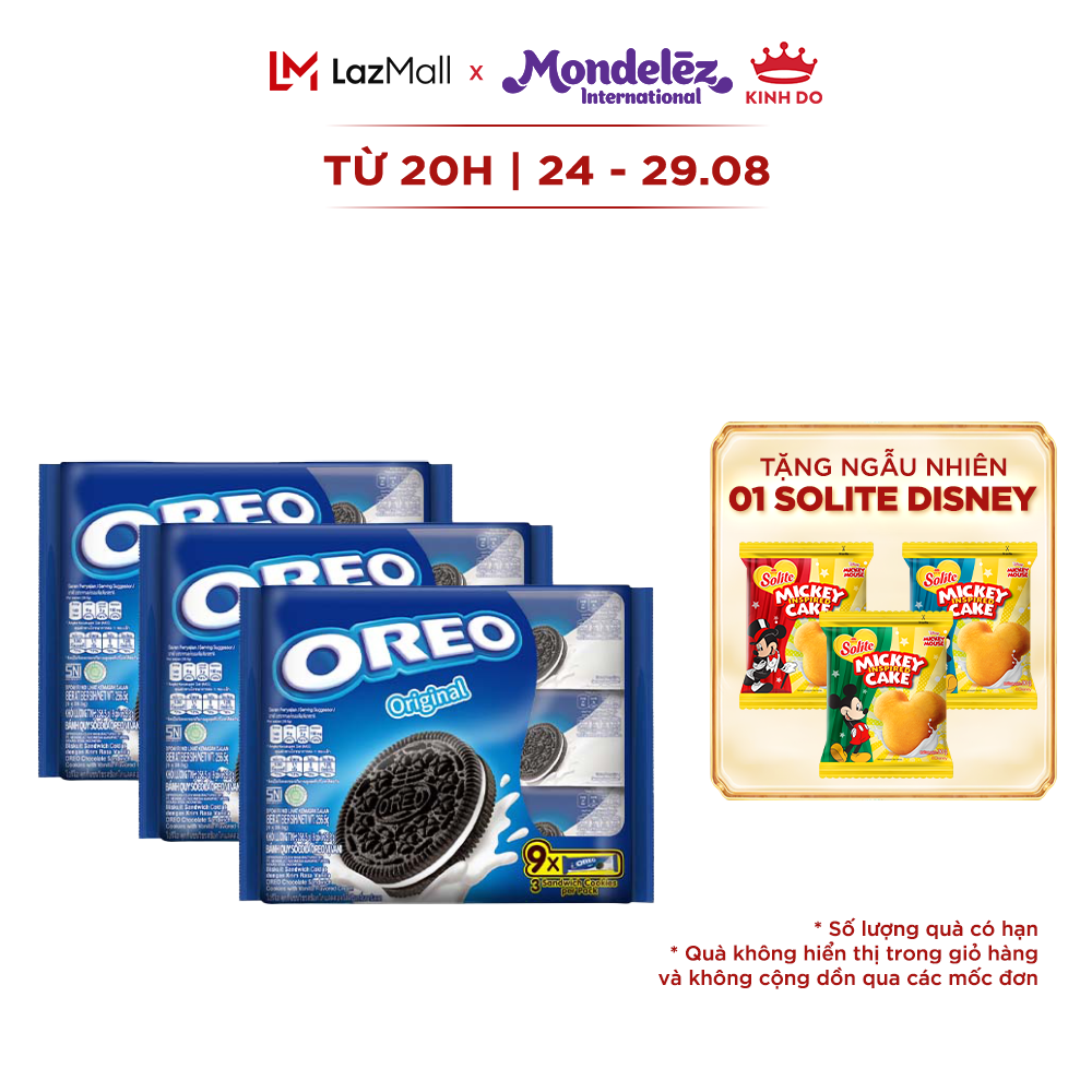 Combo 3 gói bánh quy oreo vị vani gói 248.4g
