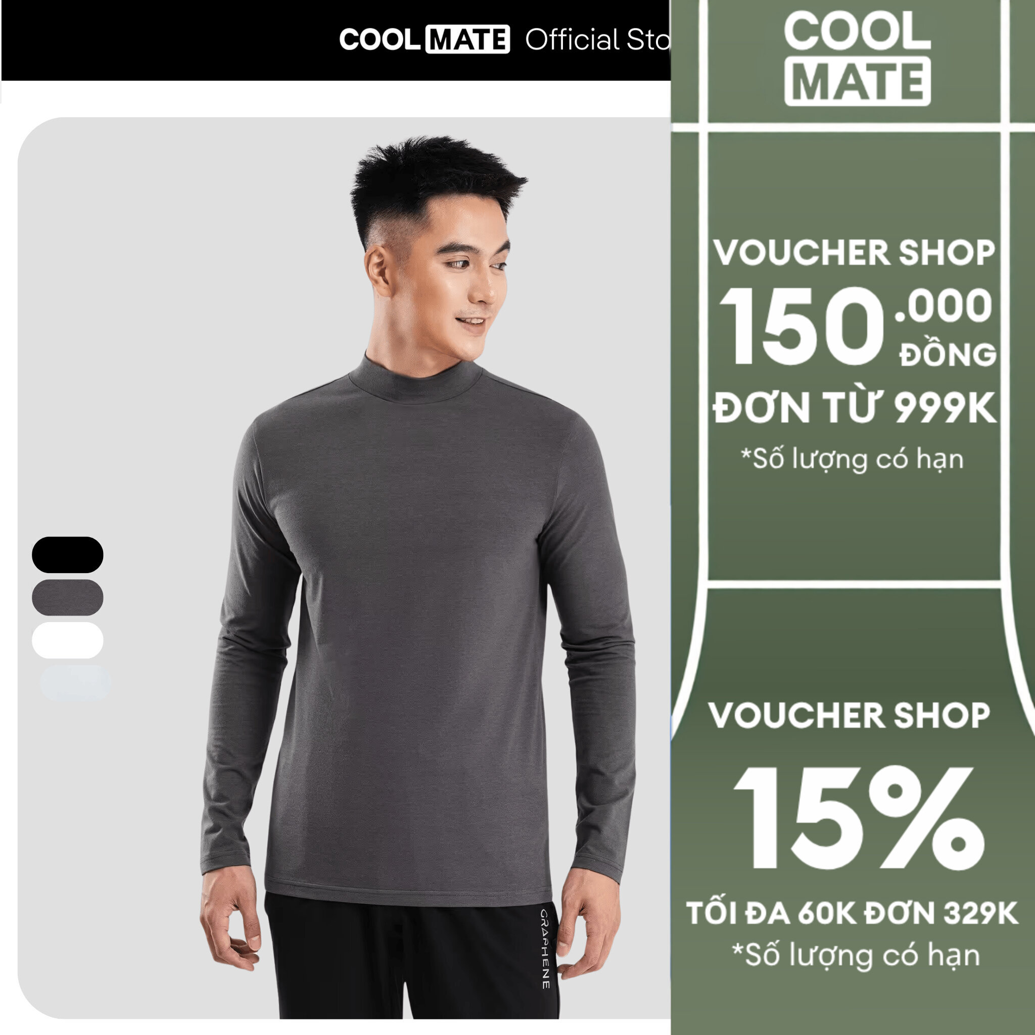 [GIÁ TỐT][OUTLET - KHÔNG ĐỔI TRẢ]Áo giữ nhiệt nam Modal Ultra Warm siêu ấm, thoáng khí - Coolmate