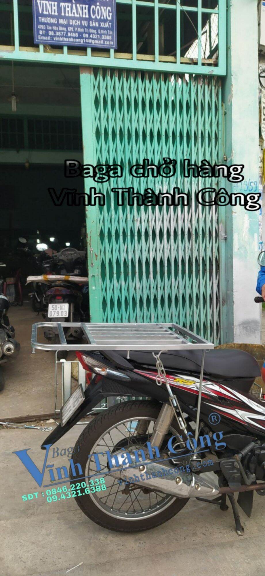 Baga chở hàng gắn được xe tay ga và cả xe số.