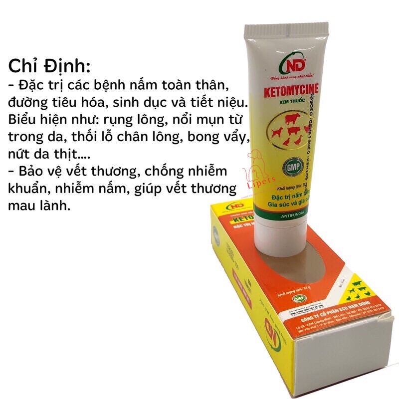 Kem bôi nấm ketomycine 25g da cho chó mèo/ trị nấm da trên vật nuôi