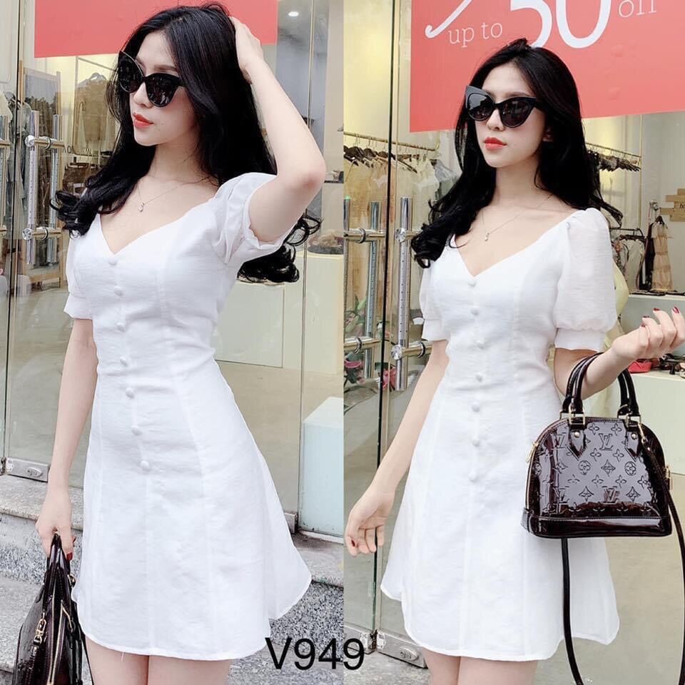 Đầm chữ A tay nhún