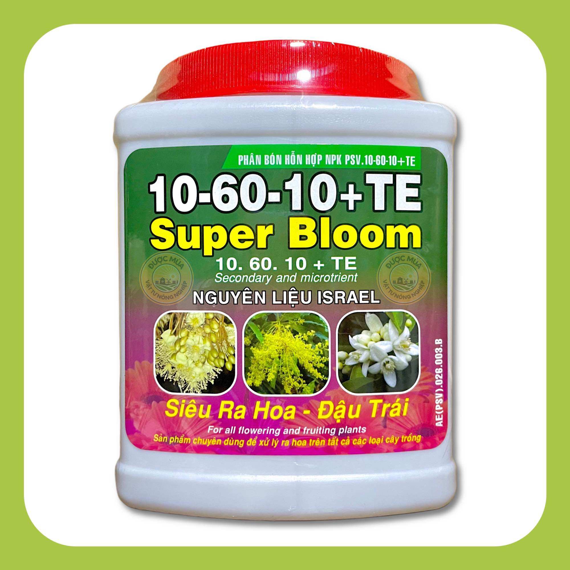 10-60-10+te - 1 hộp pha 250l nước - phân bón lá siêu ra hoa, đậu trái, ra hoa đồng loạt, giảm rụng trái non, lớn trái - super bloom