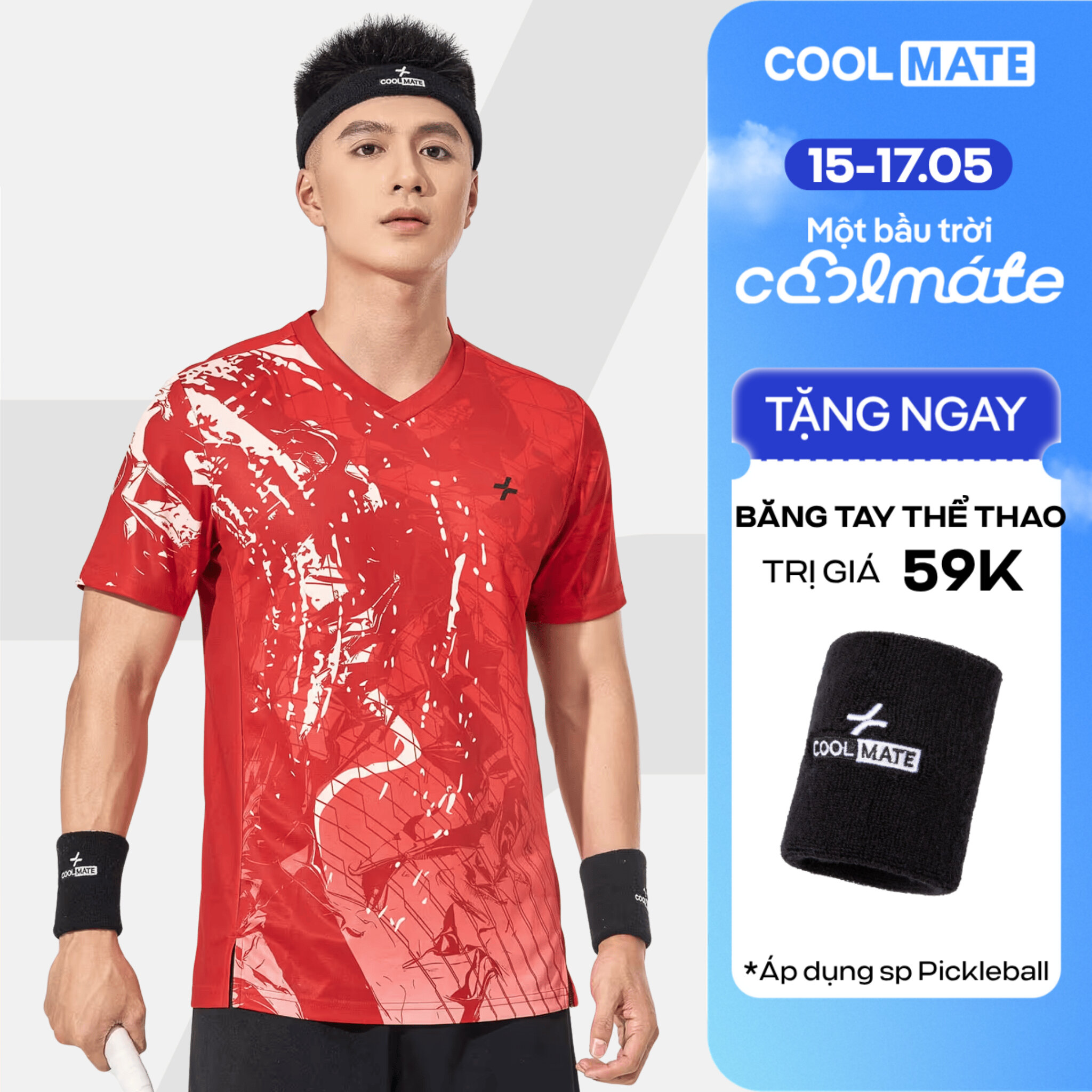[TẶNG BĂNG TAY]Áo thun thể thao nam cầu lông, Pickleball IN Abstract Graphic thấm hút, nhanh khô, thoáng khi - Coolmate