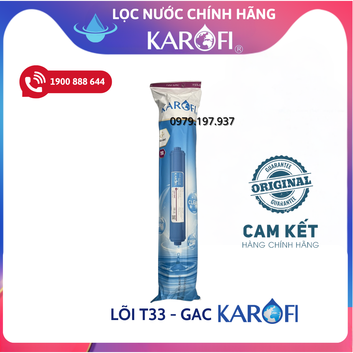 Lõi lọc nước GAC-T33 Karofi chính hãng - Có tem cào chống hàng giả