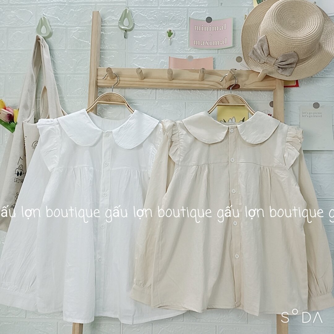 áo sơ mi kiểu bèo vai phong cách hàn quốc