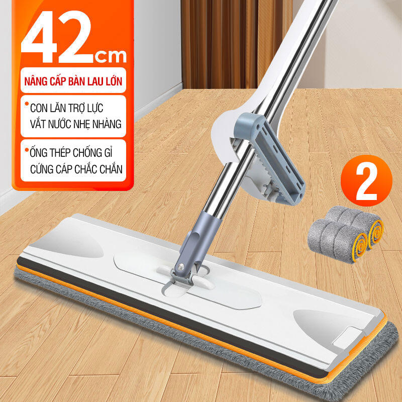 Cây Cây lau nhà tự vắt thông minh Kitimop-XPRO chổi lau nhà 360 độ lau sàn làm sạch, 2 bông lau