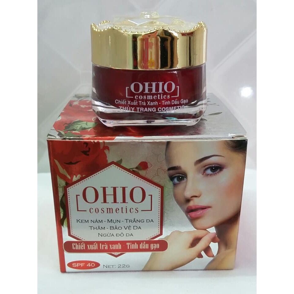 [Hcm]Kem Nám - Mụn - Trắng Da - Thâm - Bảo Vệ Da - Ngừa Đỏ Da Ohio Chiết Xuất Trà Xanh - Tinh Dầu Gạo ( 22G )