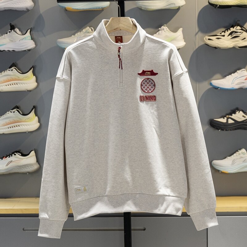 Li-Ning | Áo Hoodie Nam Co-branded Của Palace Form Rộng Cổ Đứng Không Mũ