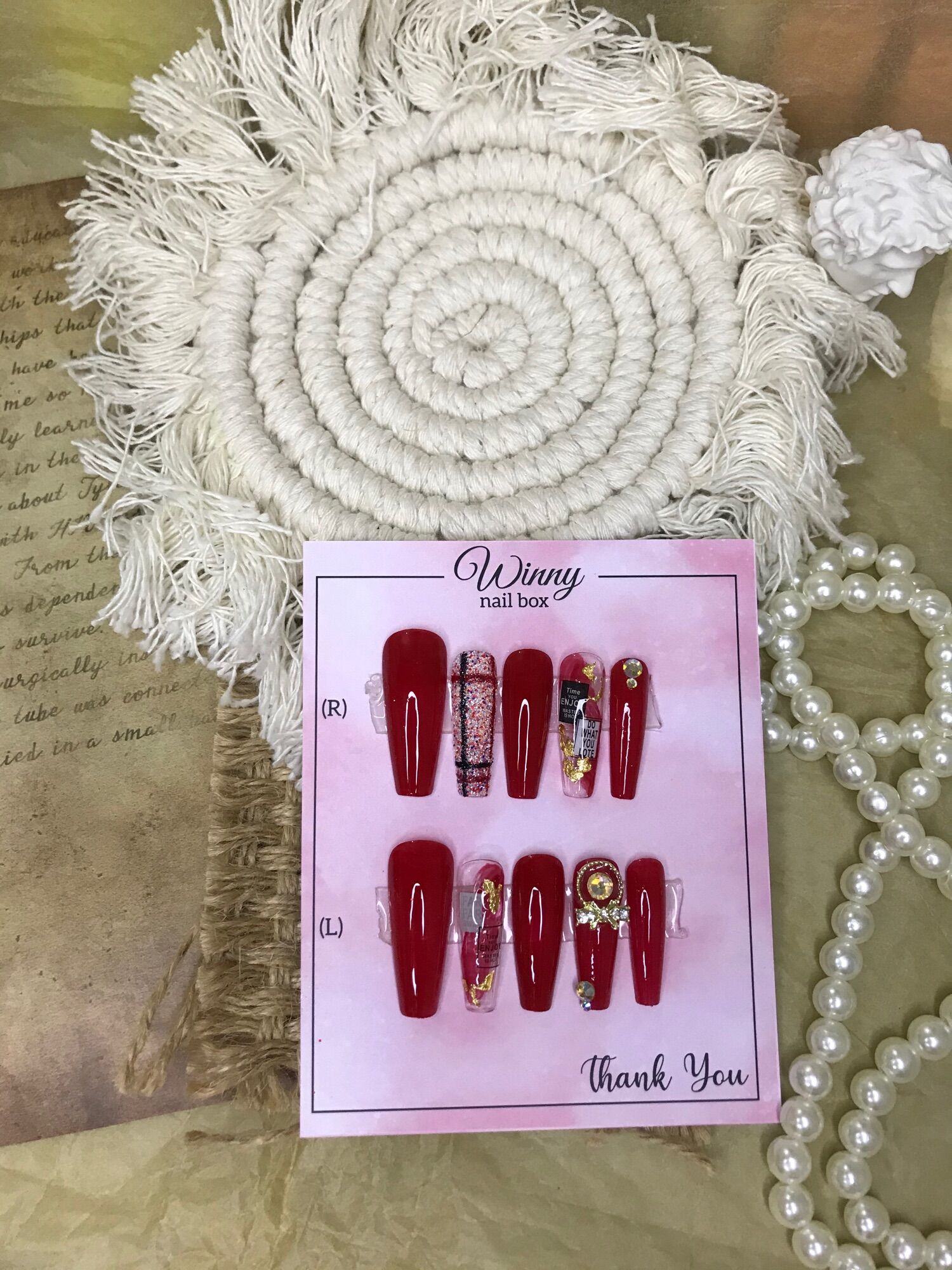 Nailbox móng up móng giả đỏ Tết
