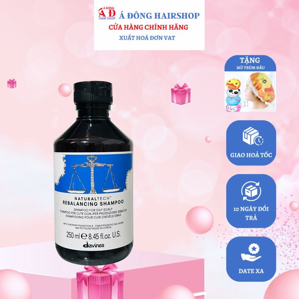 [+Tặng mũ trùm] Dầu gội cân bằng dầu nhờn cho tóc hiệu quả Davines Balancing 250ml (ITALY)
