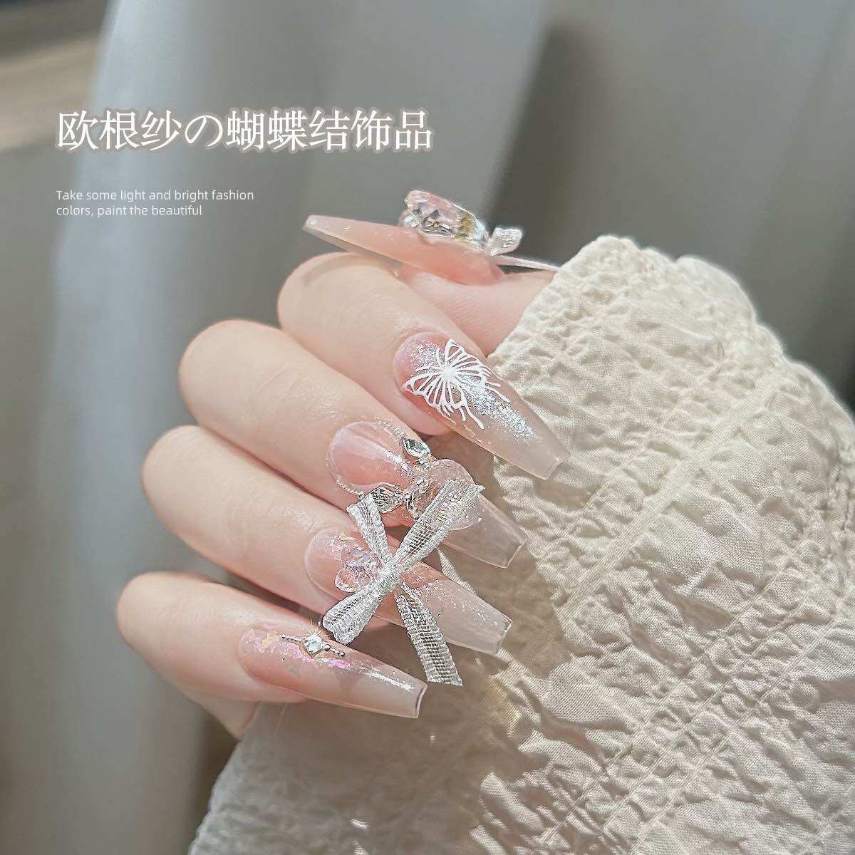 Set 5 nơ ruy băng nhỏ trang trí móng tay siêu xinh