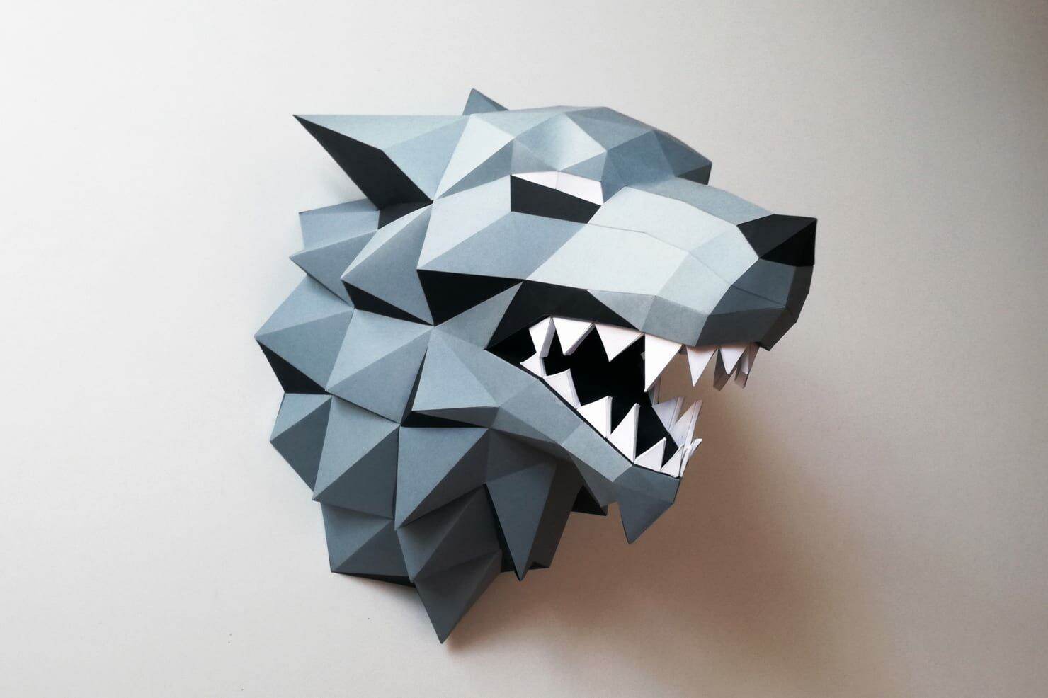 [HCM]Mô hình giấy đầu sói treo tường Stark Direwolf Sigil [Game of Thrones]