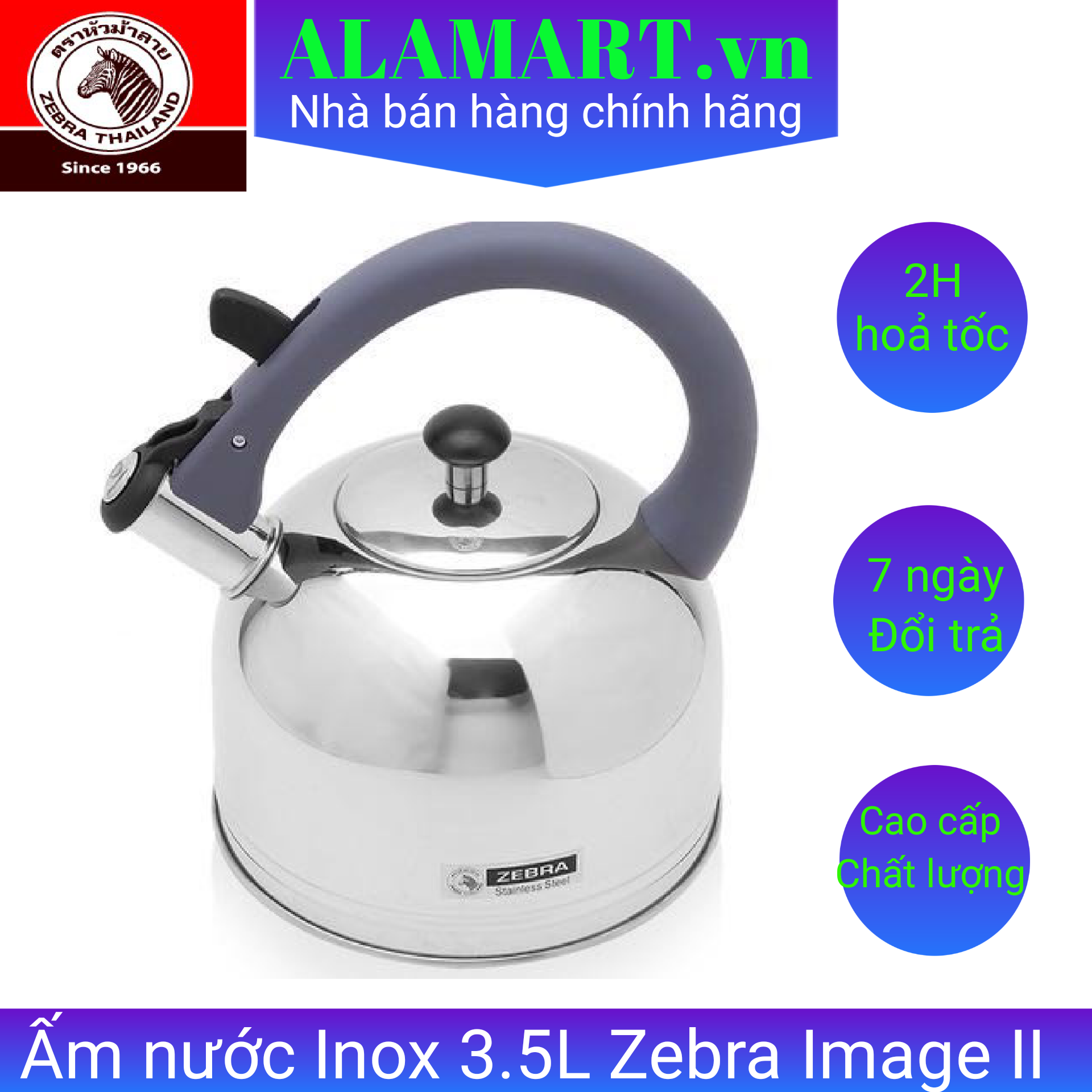 Ấm đun inox 304 zebra 3.5l có còi báo – sản xuất tại thái lan