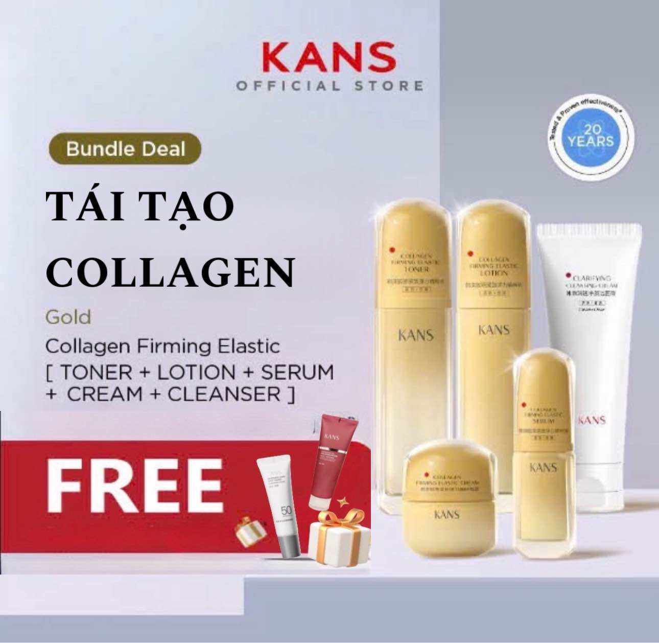 [Hàng công ty] Bộ mỹ phẩm chống lão hoá KANS bổ sung collagen giúp da săn chắc và đàn hồi ( Nâng cấp