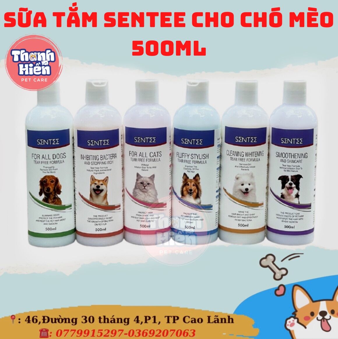 Sữa tắm SenTee cho chó mèo 500ml