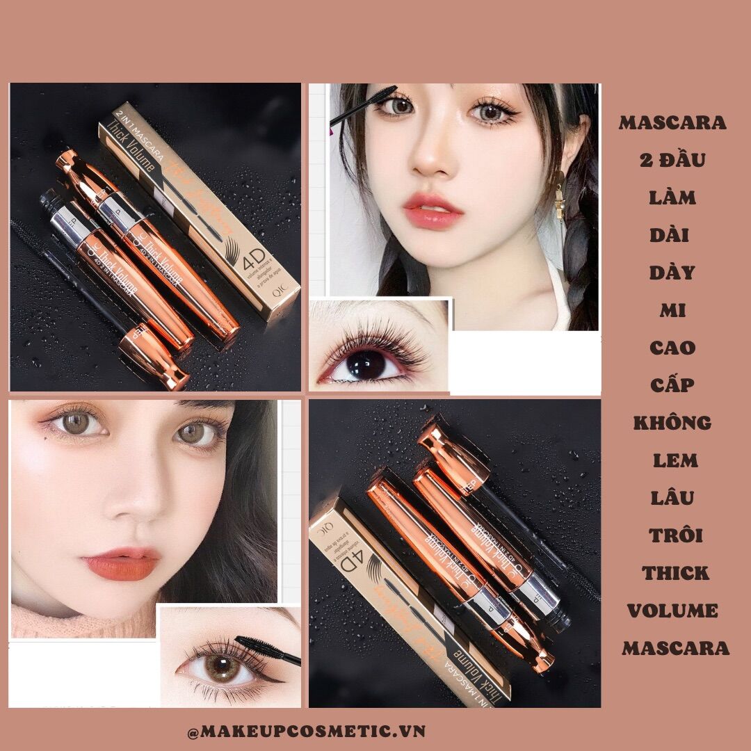 Mascara 2 đầu làm dài & dày mi cao cấp không lem, lâu trôi - thick volume mascara