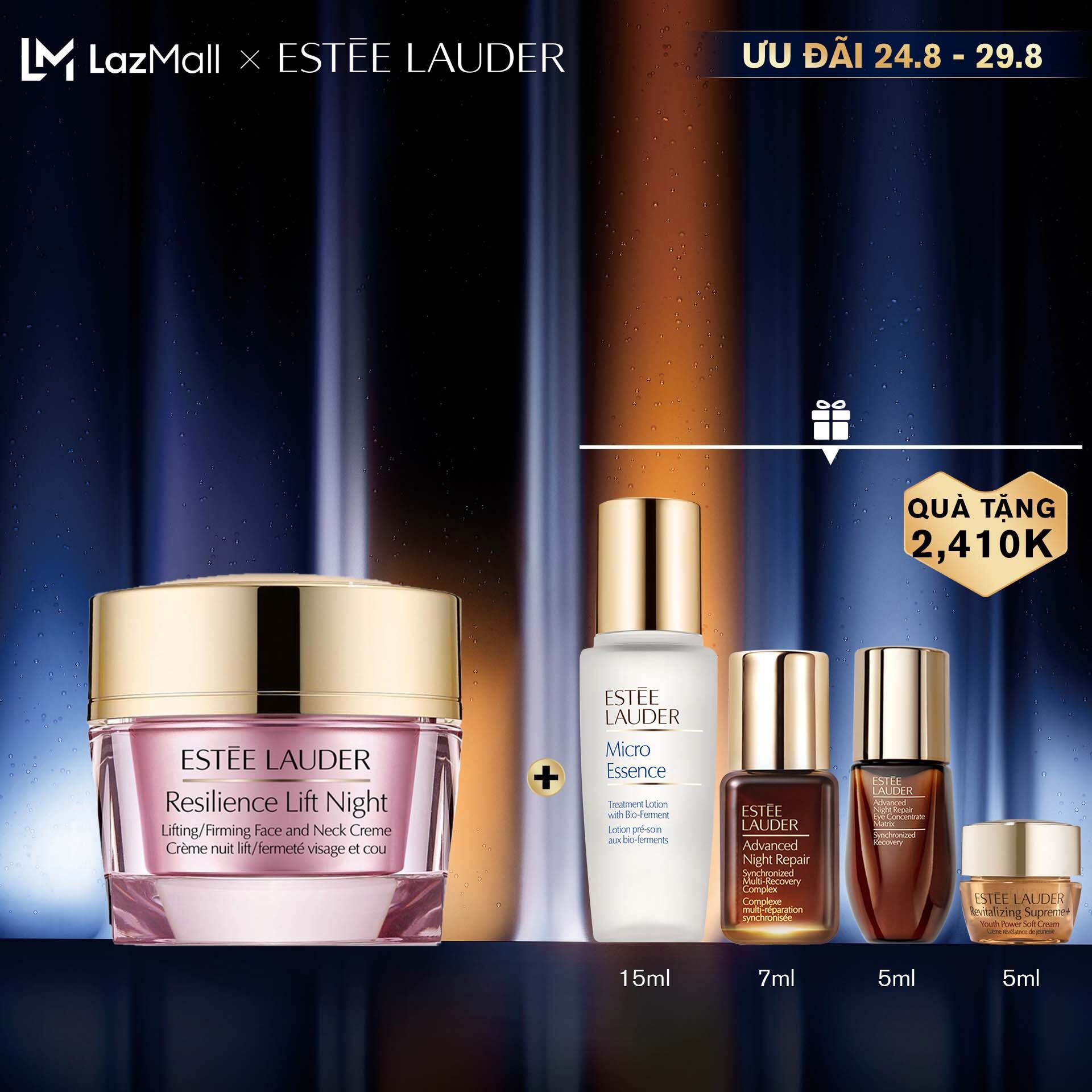 Kem dưỡng ẩm ban đêm nâng da cho vùng mặt và cổ Estee Lauder Resilience Lift Night Firming/Sculpting Face and Neck Crème 50ml