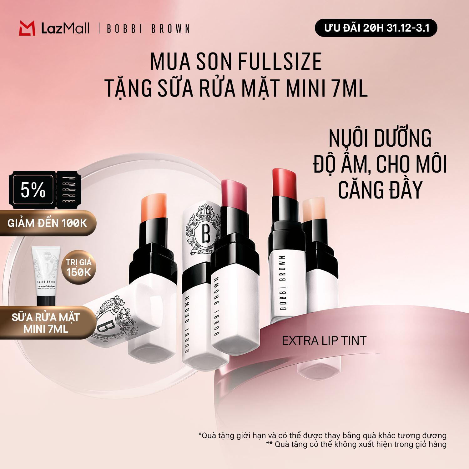   ĐỘC QUYỀN 20H 31.12 - 3.1  Bobbi Brown Extra Lip Tint | Son dưỡng cấp ẩm giúp môi căng mọng 