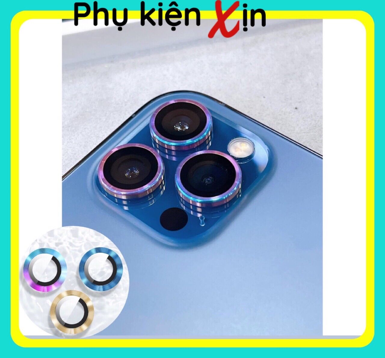 Viền Titan Ánh 7 Màu Bảo Vệ Camera - Kính Cường Lực Chống Trầy Dành Cho iPhone 11/ 11 Pro/ 11 Pro Max/ 12/ 12Mini/ 12Pro/ 12Pro Max