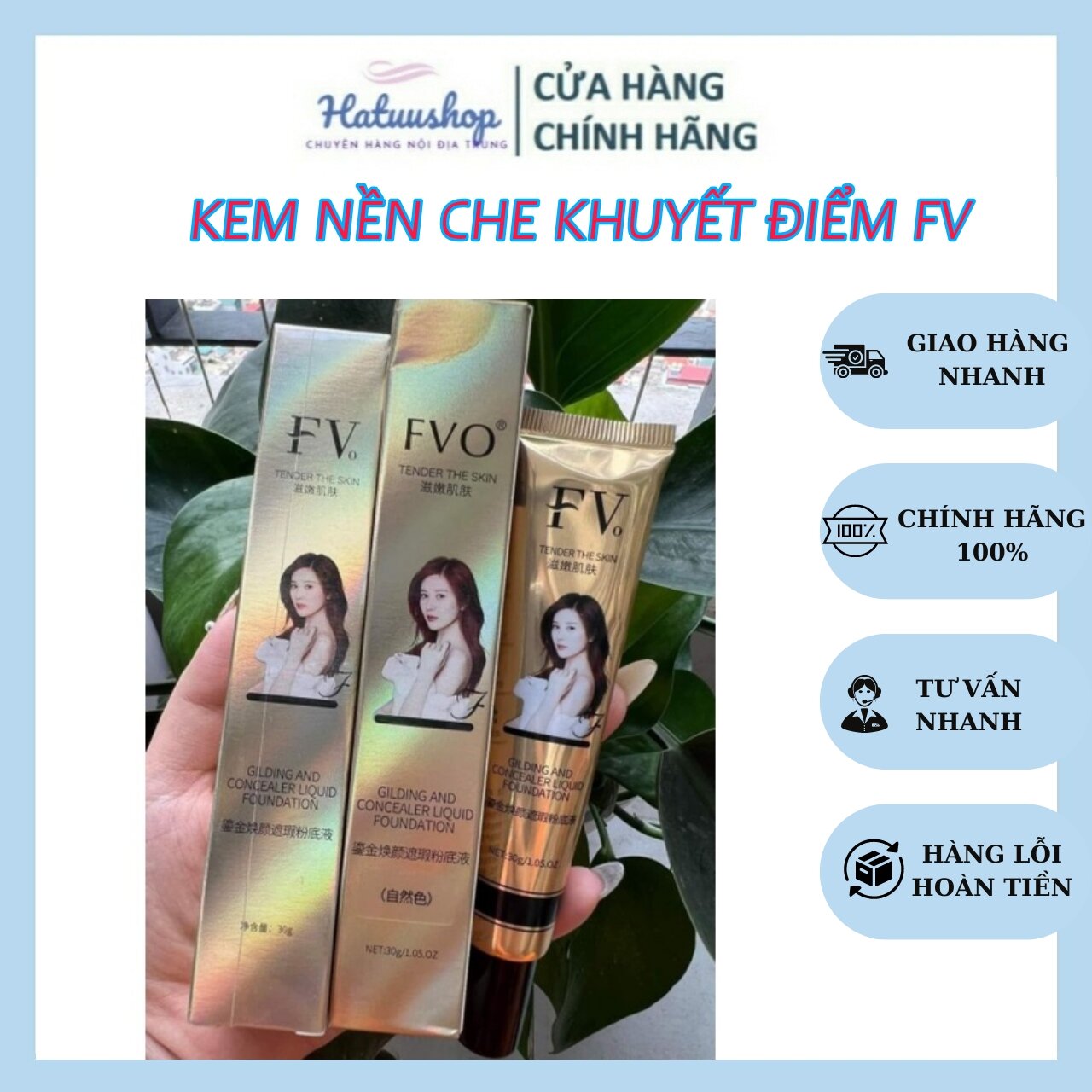 Kem nền che khuyết điểm fv bật tone da, che khuyết điểm tốt