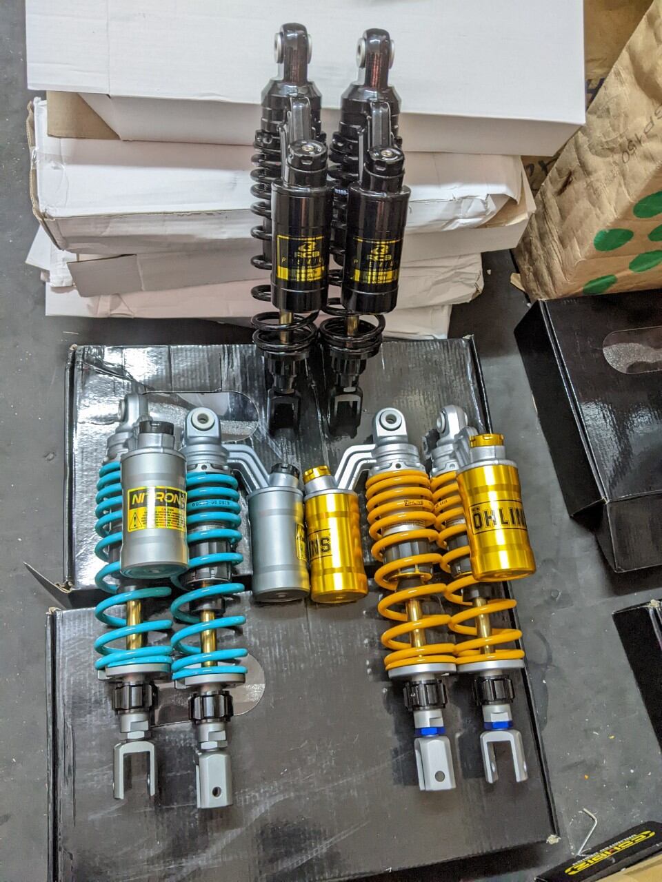 Phuộc ohlins/nitron/rcb bình dầu lắp airblade nouvolx nouvo5 nouvo6 nvx impulse shark pcx dylan...