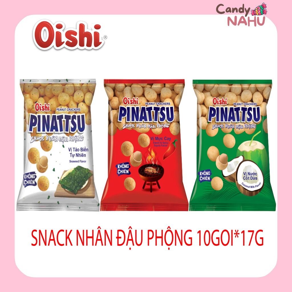 Combo 10 gói oishi snack nhân đậu phộng không chiên 17gr
