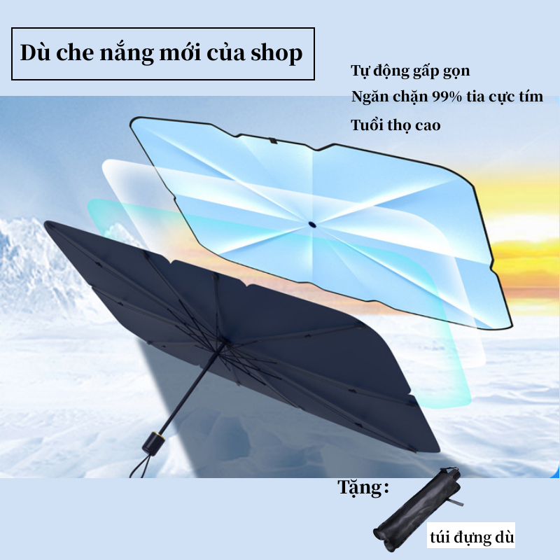 Ô che nắng ô tô cao cấp dù che nắng kính lái chống tia uv chắn nắng bảo hành 6 tháng