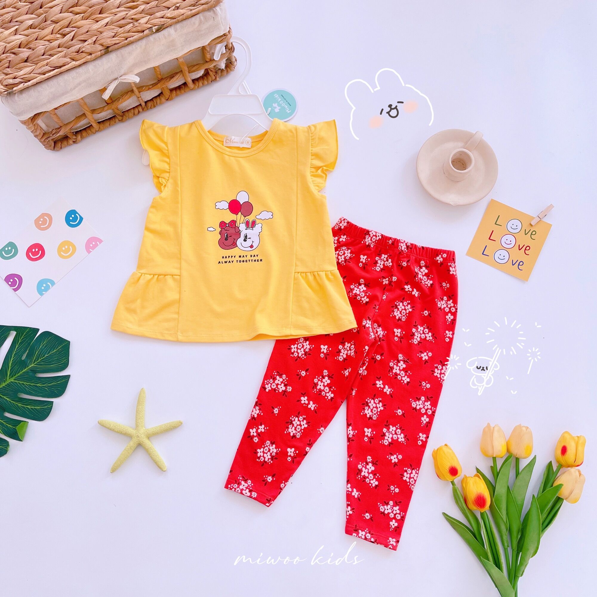 Đồ bộ tay ngắn quần dài Miwoo xuất Nhật