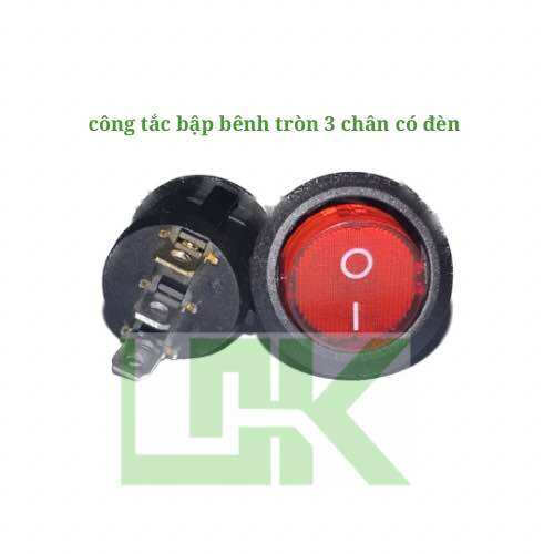 Công tắc bập bên tròn 3 chân có đèn kcd1 , 6a-250v